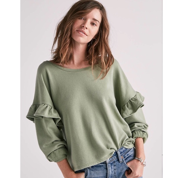 Lucky Brand Tops - Lucky Brand Ruffle Sleeve Pullover Sweatshirt